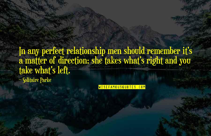 Humor In A Relationship Quotes By Solitaire Parke: In any perfect relationship men should remember it's