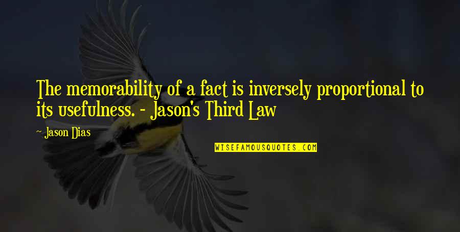Humor Law Quotes By Jason Dias: The memorability of a fact is inversely proportional