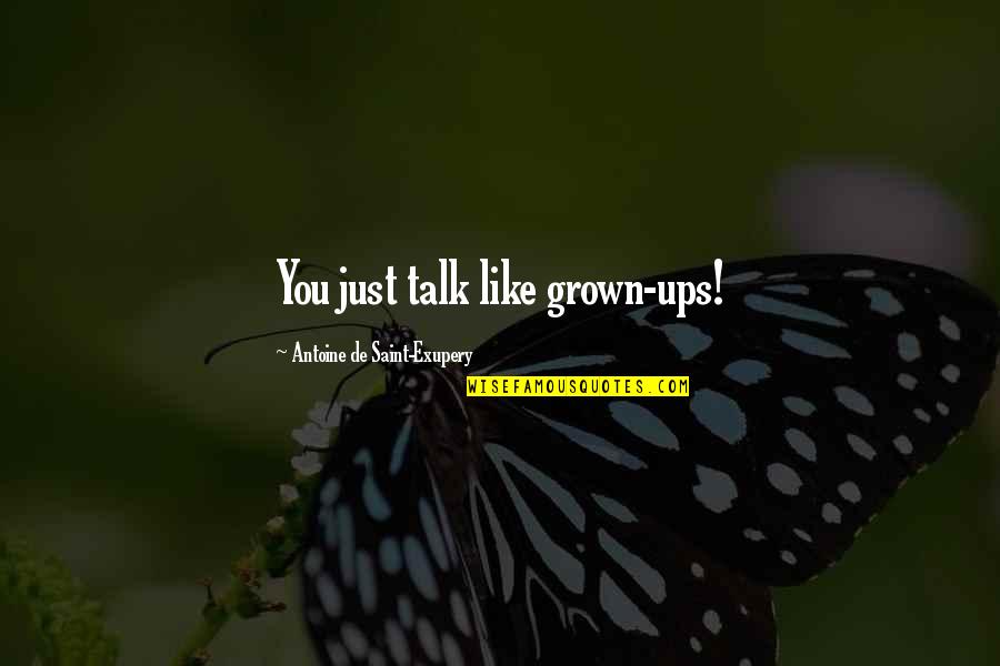 Humorous Humor Sarcasm Quotes By Antoine De Saint-Exupery: You just talk like grown-ups!