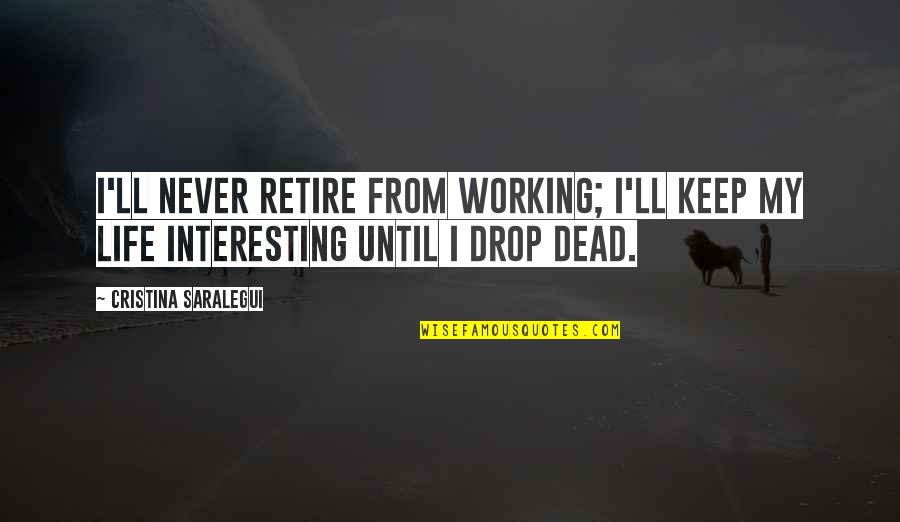 Humorous Motoring Quotes By Cristina Saralegui: I'll never retire from working; I'll keep my