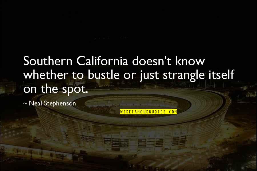 Humorous Philosophy Quotes By Neal Stephenson: Southern California doesn't know whether to bustle or