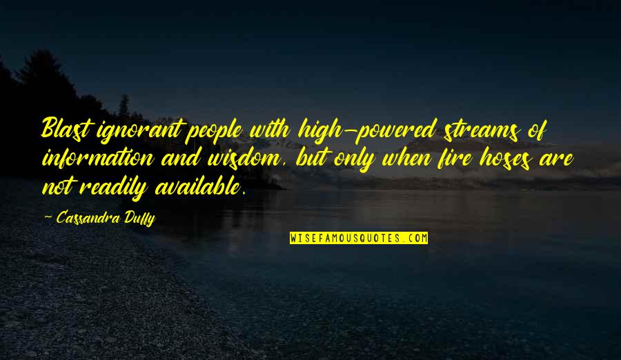 Humorous Wisdom Quotes By Cassandra Duffy: Blast ignorant people with high-powered streams of information Humorous Wisdom Quotes By Cassandra Duffy: Blast ignorant people with high-powered streams of information