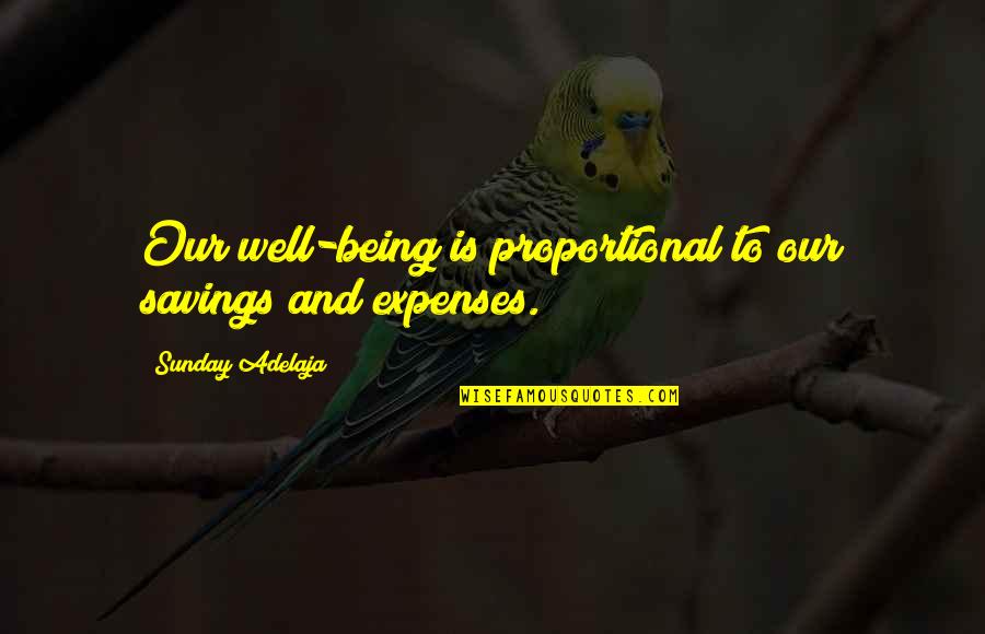 Humors Quotes By Sunday Adelaja: Our well-being is proportional to our savings and
