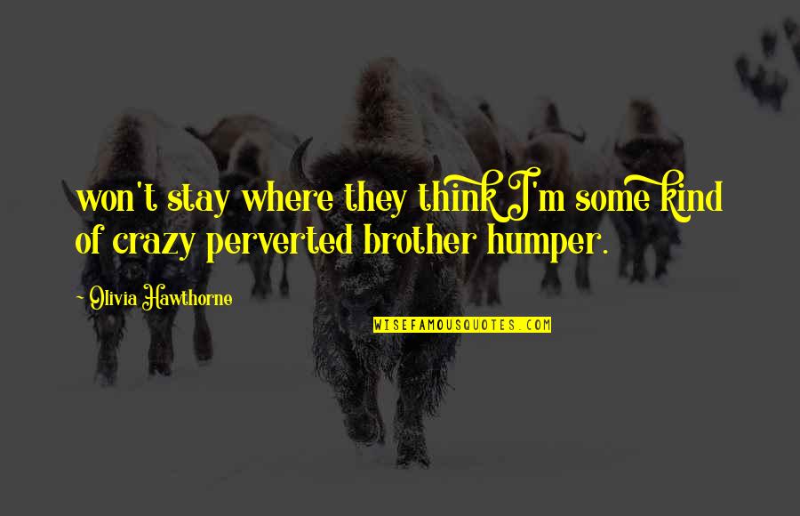 Humper Quotes By Olivia Hawthorne: won't stay where they think I'm some kind