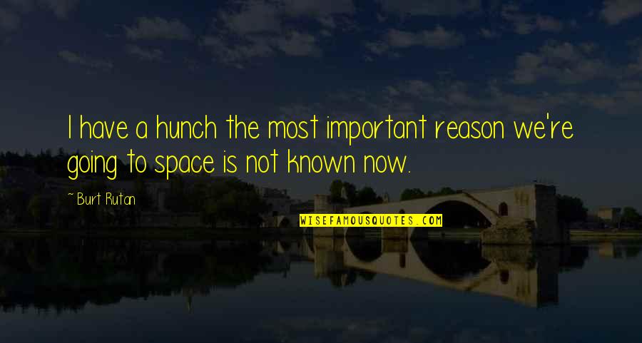 Hunch Quotes By Burt Rutan: I have a hunch the most important reason