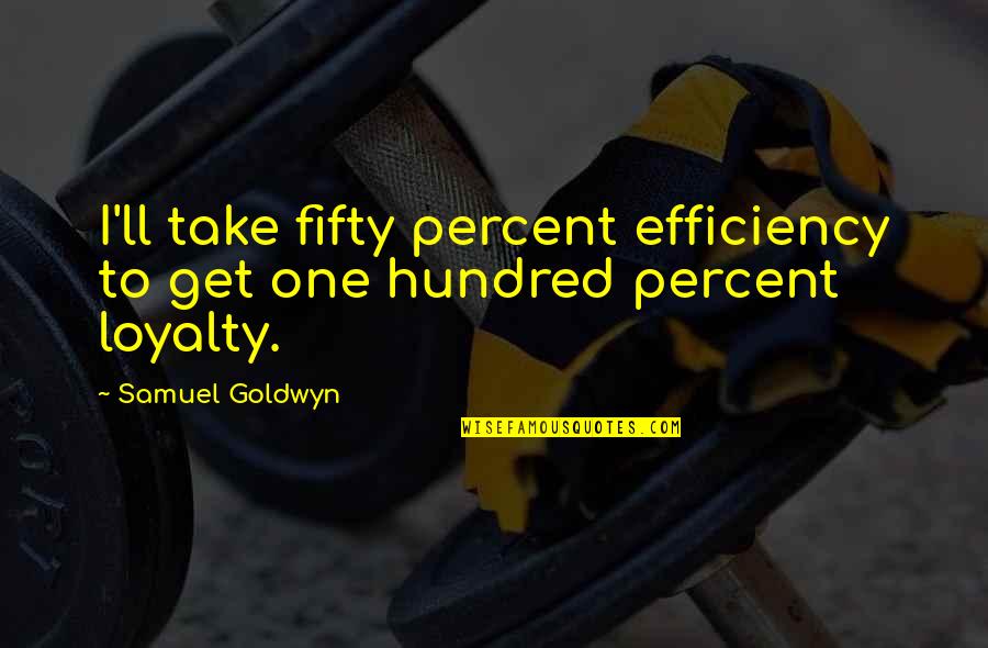 Hundred Percent Quotes By Samuel Goldwyn: I'll take fifty percent efficiency to get one