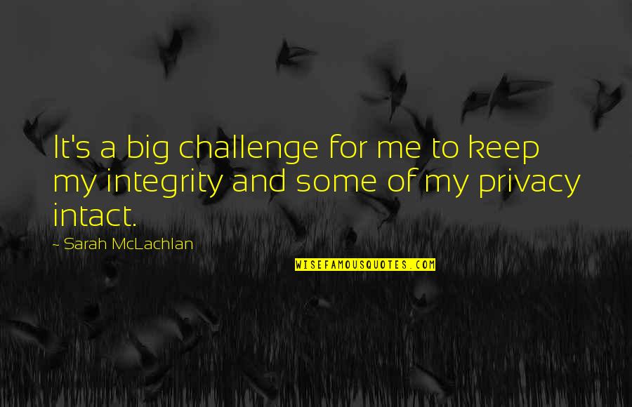 Hundredload Quotes By Sarah McLachlan: It's a big challenge for me to keep