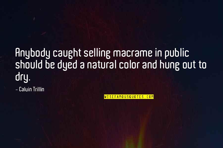 Hung Out Quotes By Calvin Trillin: Anybody caught selling macrame in public should be