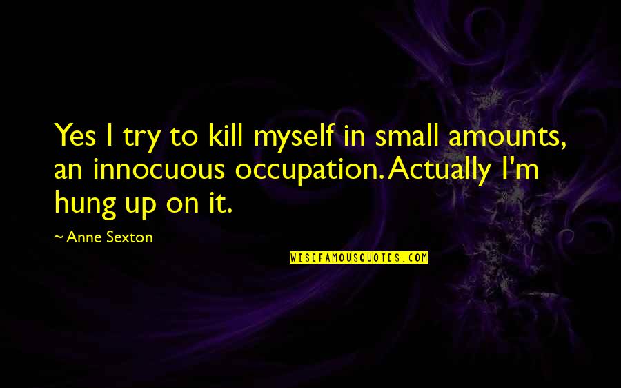 Hung Quotes By Anne Sexton: Yes I try to kill myself in small