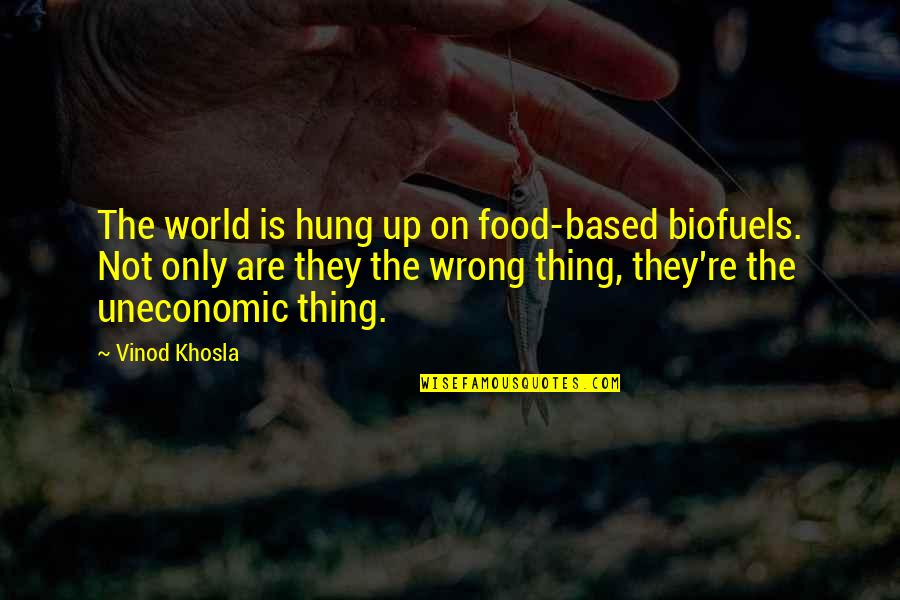 Hung Up Quotes By Vinod Khosla: The world is hung up on food-based biofuels.
