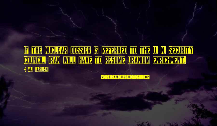 Hunger Games Peeta Quotes By Ali Larijani: If the nuclear dossier is referred to the