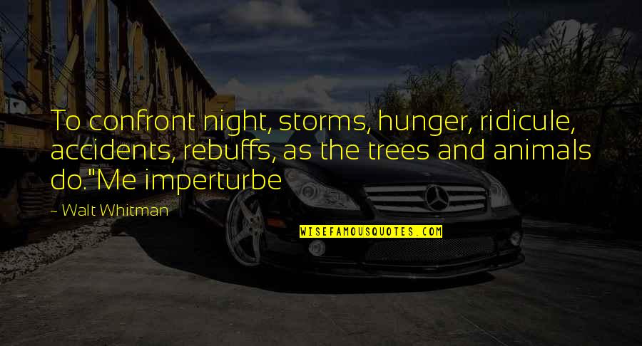 Hunger In Night Quotes By Walt Whitman: To confront night, storms, hunger, ridicule, accidents, rebuffs,