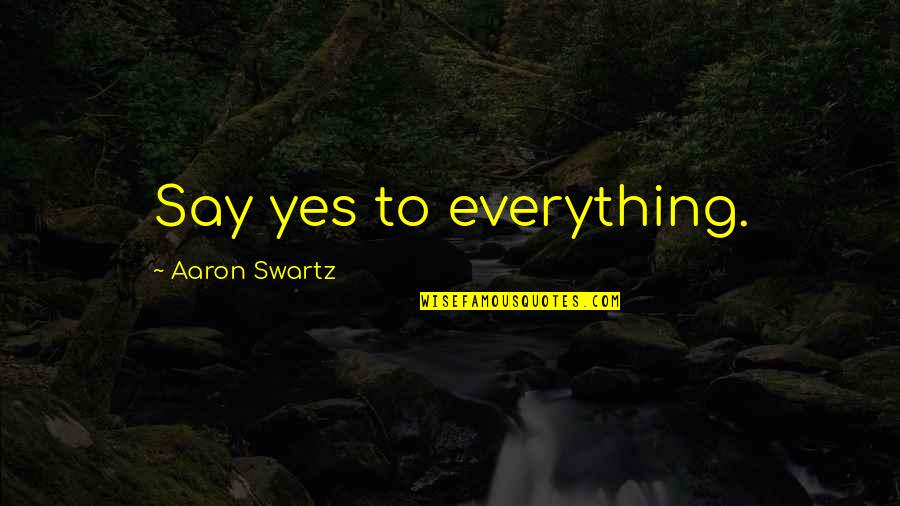 Hunger Strike Quotes By Aaron Swartz: Say yes to everything.