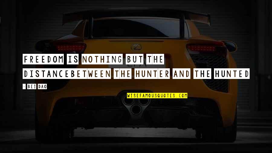 Hunter Hunted Quotes By Bei Dao: Freedom is nothing but the distancebetween the hunter