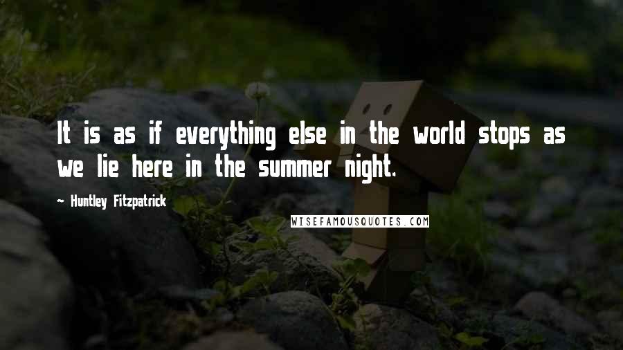 Huntley Fitzpatrick quotes: It is as if everything else in the world stops as we lie here in the summer night.