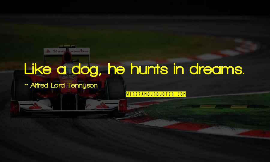 Hunts Quotes By Alfred Lord Tennyson: Like a dog, he hunts in dreams.