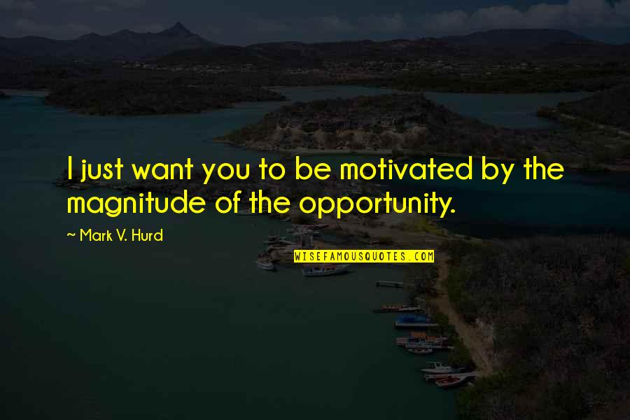 Hurd Quotes By Mark V. Hurd: I just want you to be motivated by