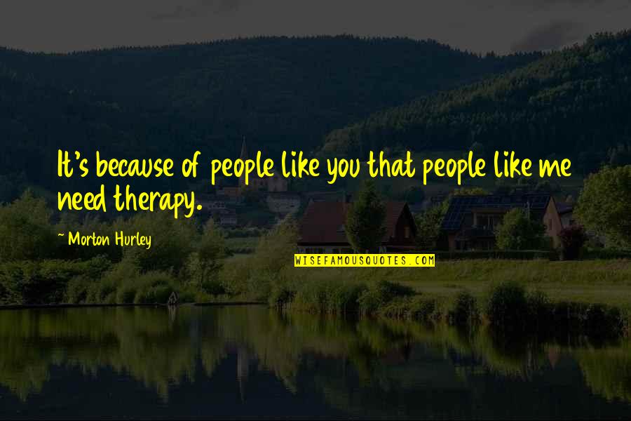 Hurley's Quotes By Morton Hurley: It's because of people like you that people