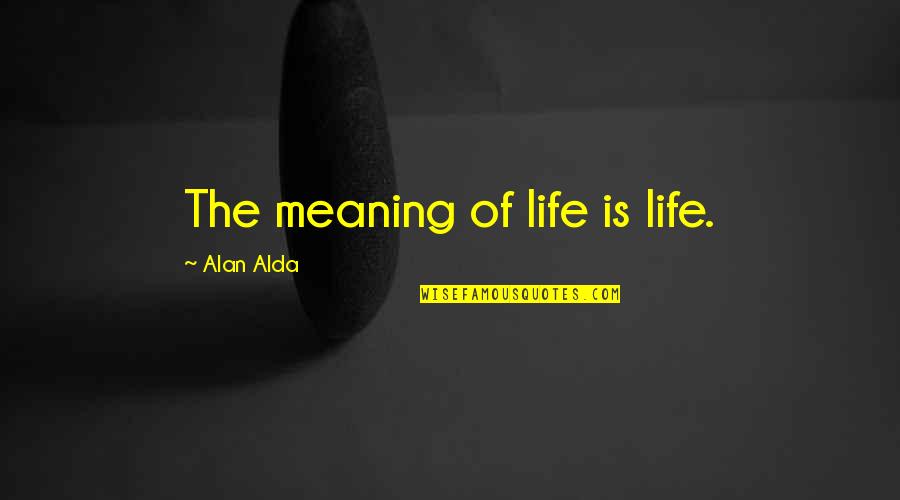 Hurraying Quotes By Alan Alda: The meaning of life is life. Hurraying Quotes By Alan Alda: The meaning of life is life.