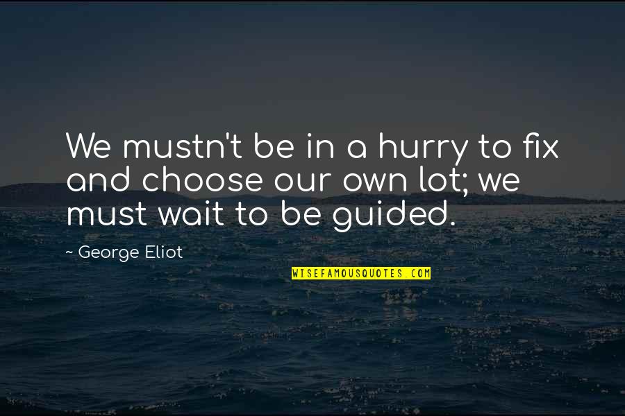 Hurry Up And Wait Quotes By George Eliot: We mustn't be in a hurry to fix