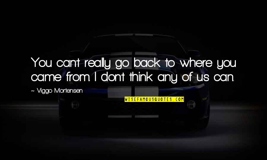 Hurry Up Home Quotes By Viggo Mortensen: You can't really go back to where you