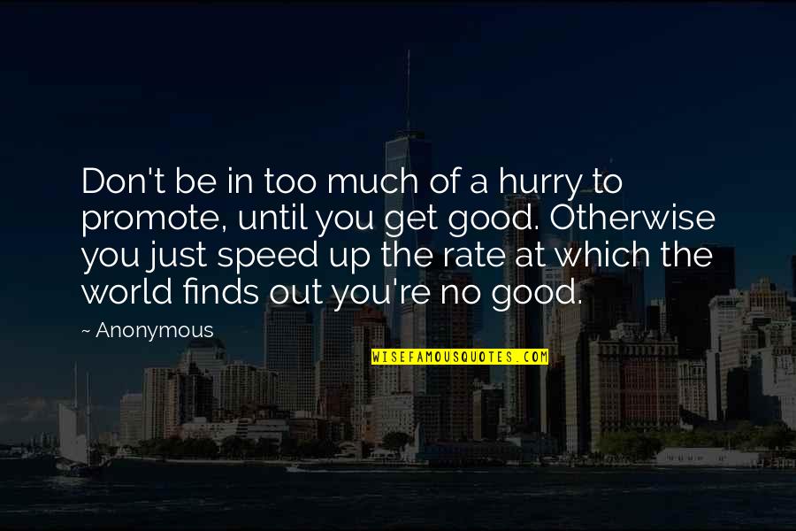 Hurry Up Quotes By Anonymous: Don't be in too much of a hurry