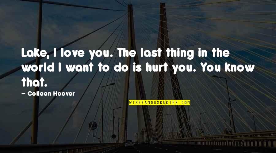 Hurt All Over Quotes By Colleen Hoover: Lake, I love you. The last thing in