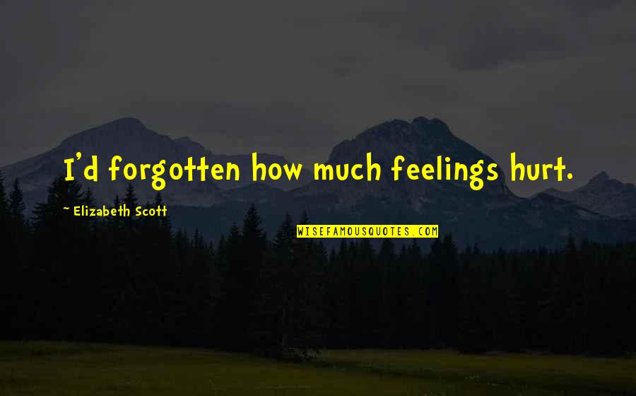 Hurt Feelings Quotes By Elizabeth Scott: I'd forgotten how much feelings hurt. Hurt Feelings Quotes By Elizabeth Scott: I'd forgotten how much feelings hurt.