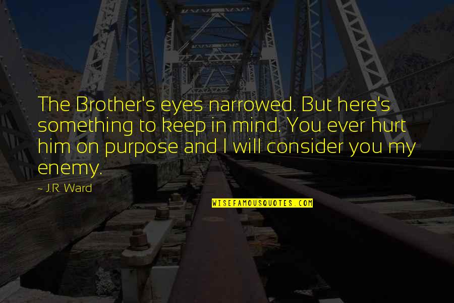 Hurt From Brother Quotes By J.R. Ward: The Brother's eyes narrowed. But here's something to