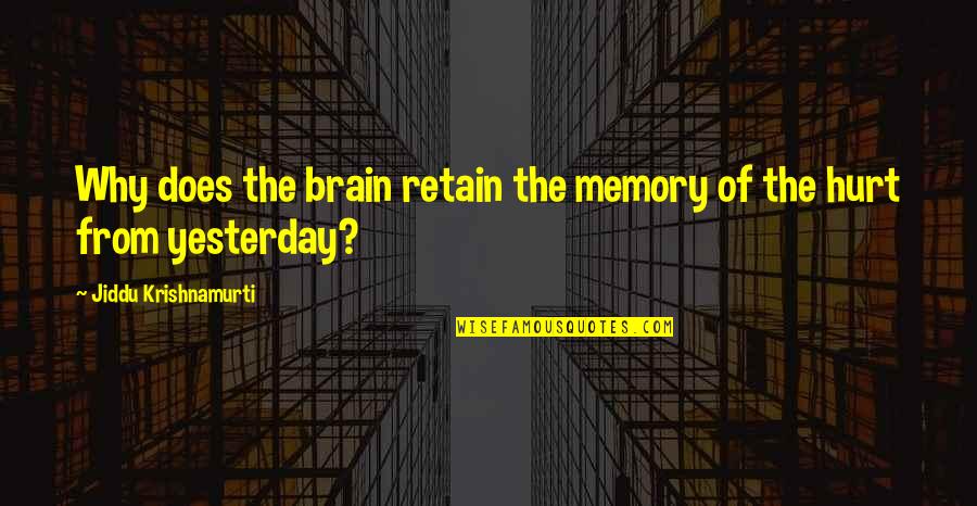 Hurt From Quotes By Jiddu Krishnamurti: Why does the brain retain the memory of