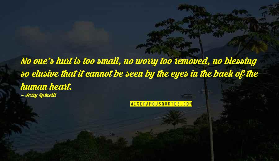 Hurt In My Eyes Quotes By Jerry Spinelli: No one's hurt is too small, no worry