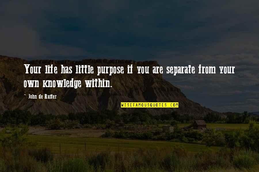 Hurt Tabitha Suzuma Quotes By John De Ruiter: Your life has little purpose if you are