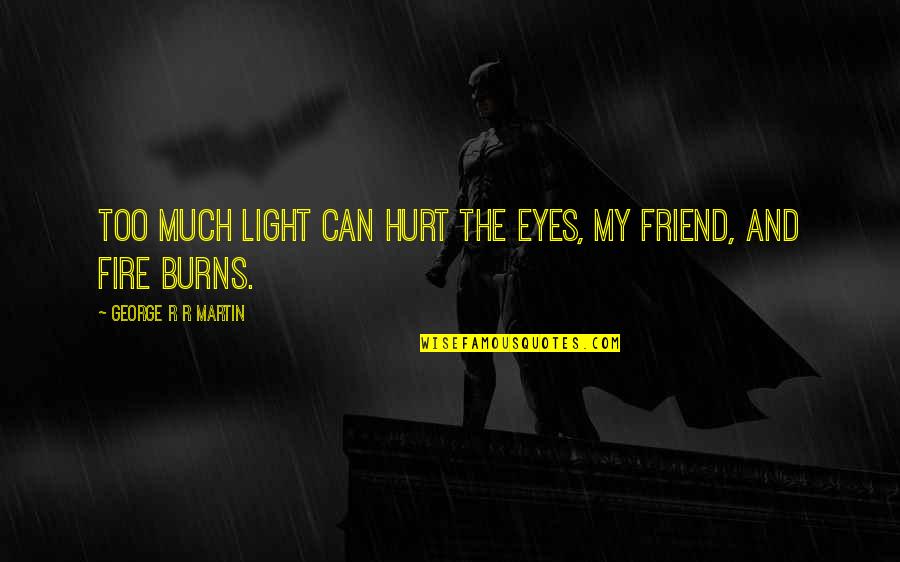 Hurt Too Much Quotes By George R R Martin: Too much light can hurt the eyes, my Hurt Too Much Quotes By George R R Martin: Too much light can hurt the eyes, my