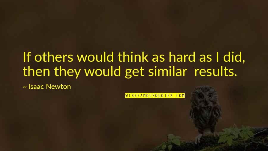 Hurtful Feelings Quotes By Isaac Newton: If others would think as hard as I