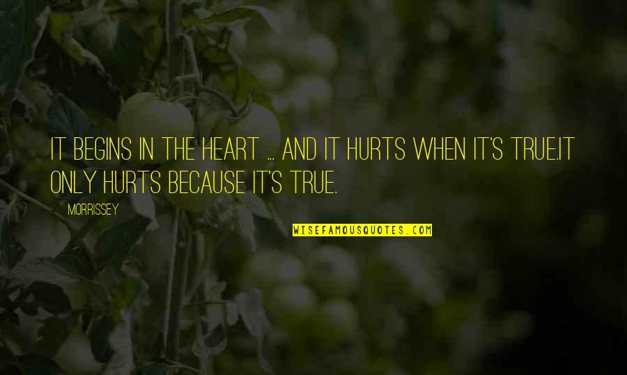 Hurts Heart Quotes By Morrissey: It begins in the heart ... and it