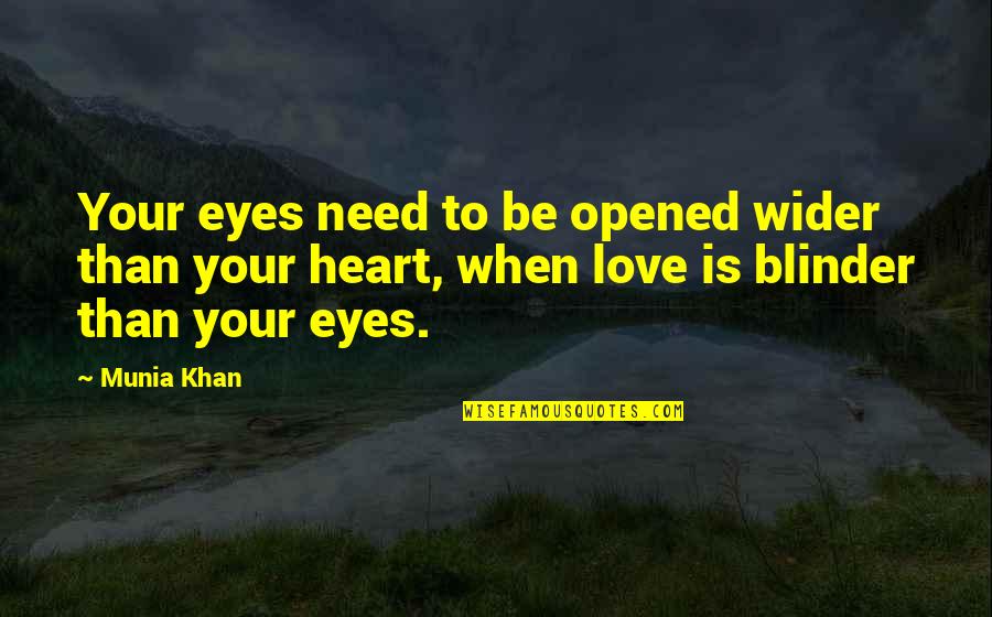 Hurts Heart Quotes By Munia Khan: Your eyes need to be opened wider than