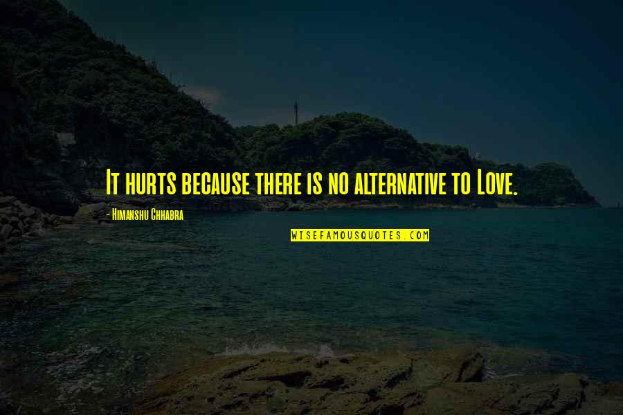 Hurts More Now Quotes By Himanshu Chhabra: It hurts because there is no alternative to
