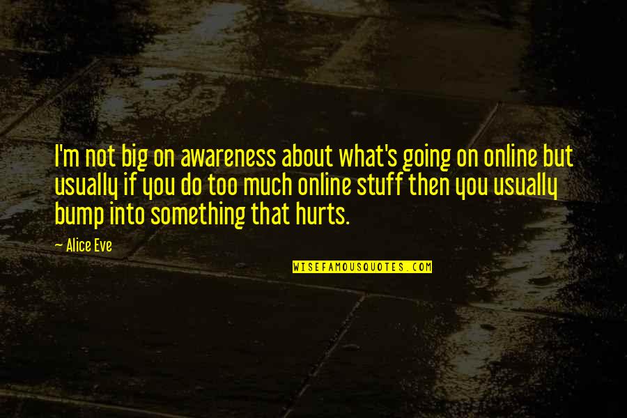 Hurts Too Much Quotes By Alice Eve: I'm not big on awareness about what's going Hurts Too Much Quotes By Alice Eve: I'm not big on awareness about what's going