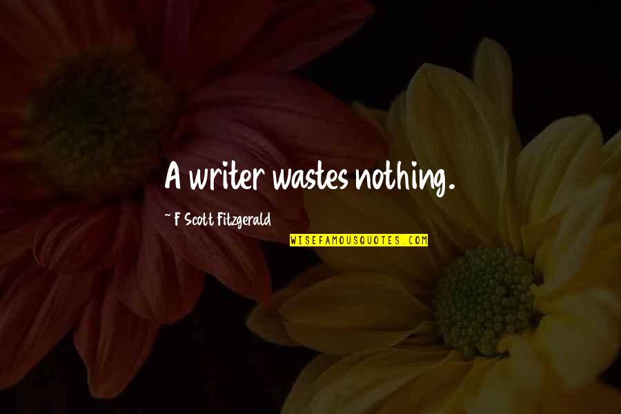 Husband And Wife Life Insurance Quotes By F Scott Fitzgerald: A writer wastes nothing.