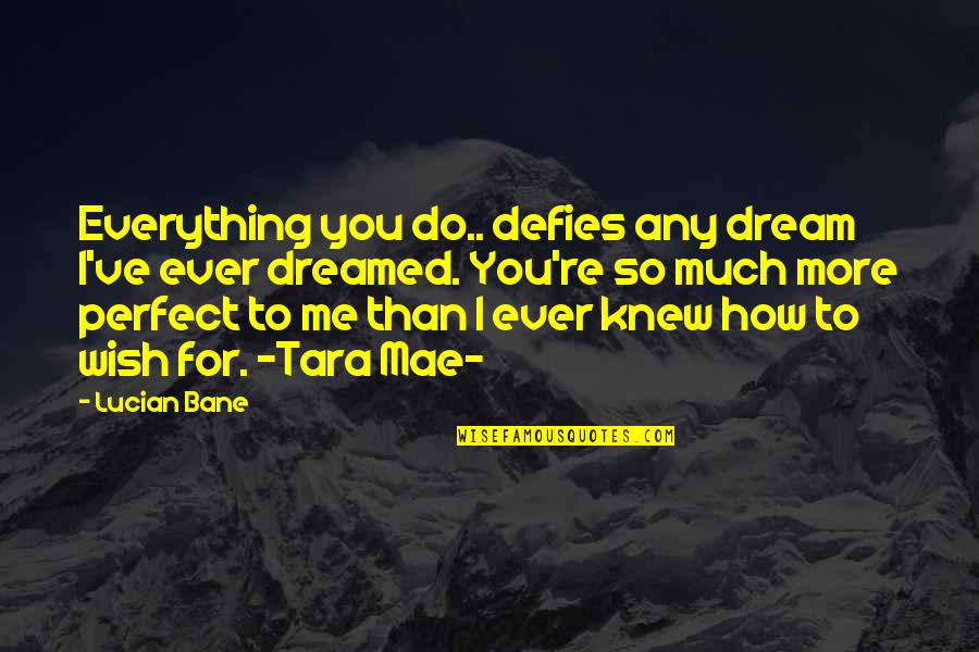 Husband Love Your Wife Quotes By Lucian Bane: Everything you do.. defies any dream I've ever