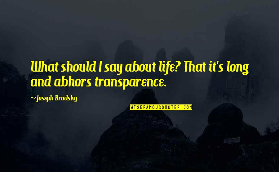 Husbandless Quotes By Joseph Brodsky: What should I say about life? That it's