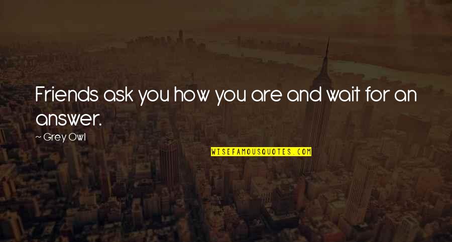 Husbys Door Quotes By Grey Owl: Friends ask you how you are and wait