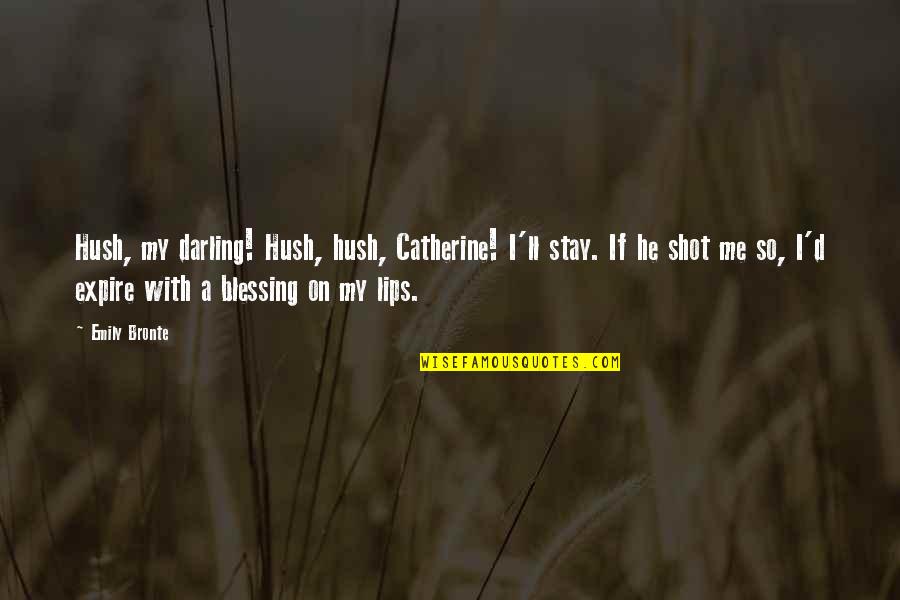 Hush'd Quotes By Emily Bronte: Hush, my darling! Hush, hush, Catherine! I'll stay.