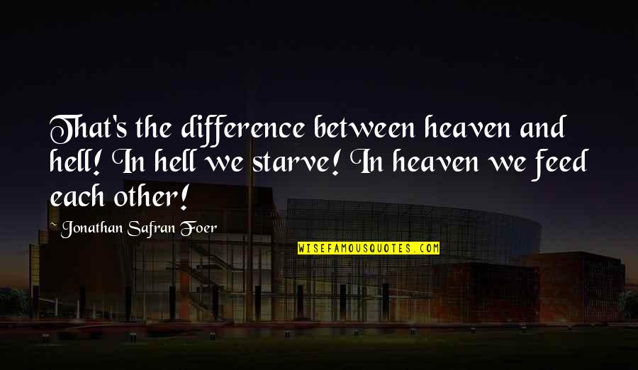 Husker Football Quotes By Jonathan Safran Foer: That's the difference between heaven and hell! In