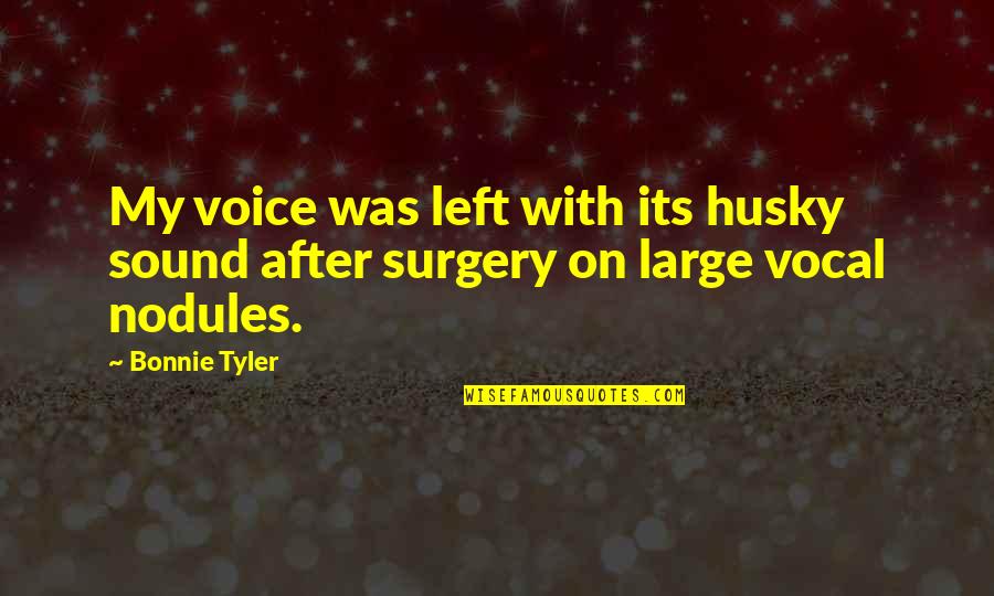 Husky Voice Quotes By Bonnie Tyler: My voice was left with its husky sound