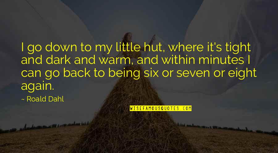 Hut Quotes By Roald Dahl: I go down to my little hut, where Hut Quotes By Roald Dahl: I go down to my little hut, where