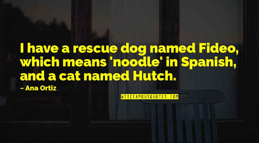 Hutch Dog Quotes By Ana Ortiz: I have a rescue dog named Fideo, which