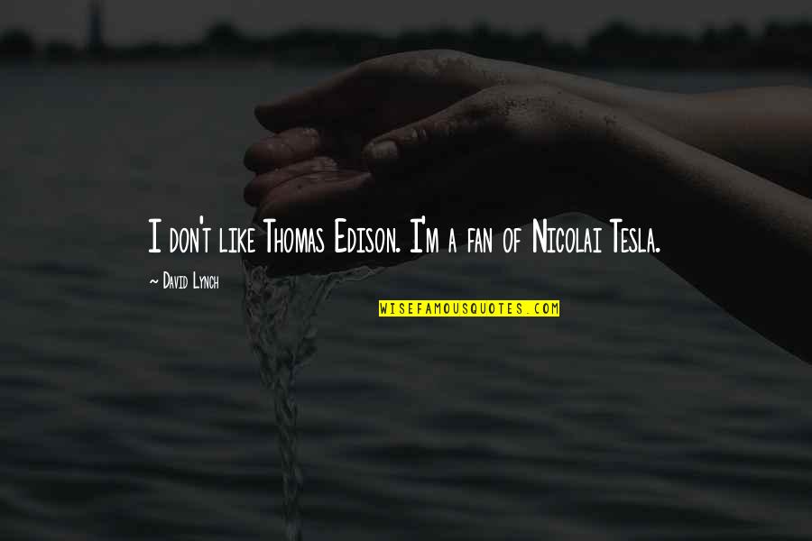 Hutcheons Quotes By David Lynch: I don't like Thomas Edison. I'm a fan