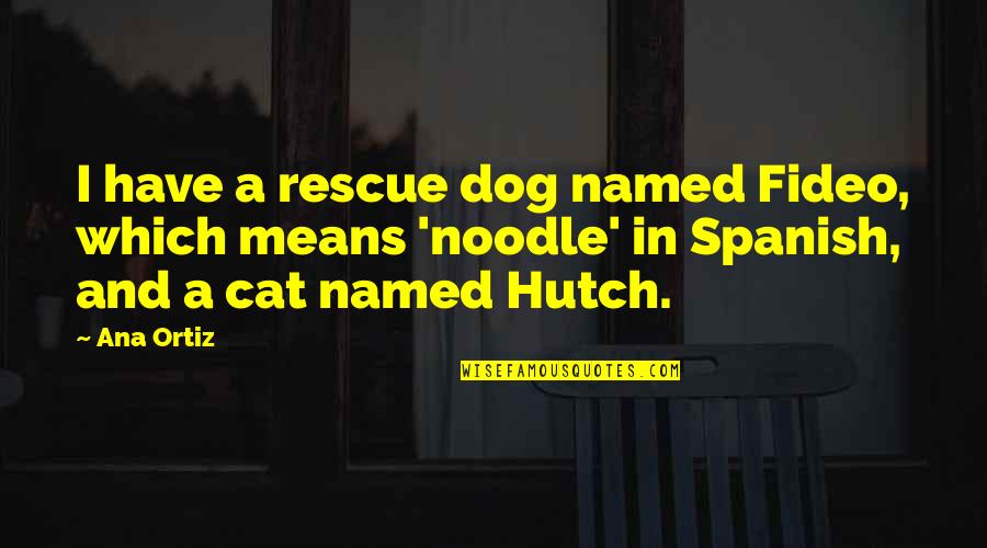 Hutch's Quotes By Ana Ortiz: I have a rescue dog named Fideo, which