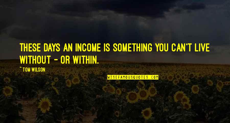 Huxleyan Warning Quotes By Tom Wilson: These days an income is something you can't